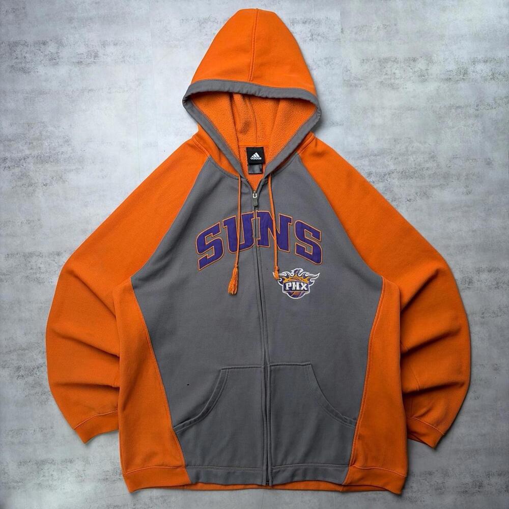 Y2K Orange Adidas NBA Phenix Suns Baggy Skater Zip Up Hoodie